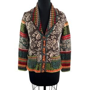 VINTAGE IVKO Wool Blend Cardigan Sweater Jacket Floral Long Sleeve Size S M ?